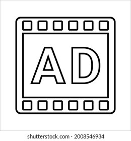 Video, advertisement, ad line icon. Outline vector.