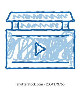 video advertisement sketch icon vector. Hand drawn blue doodle line art video advertisement sign. isolated symbol illustration