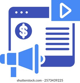 Video Advertising Icon Mixed Vector Illustration