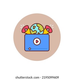Icono de publicidad de vídeo en vector. Logotipo