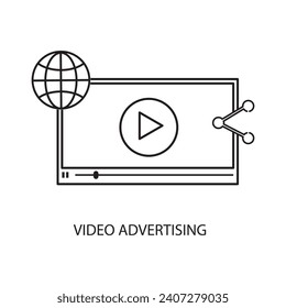 Video Advertising icon, video advertising icon for web design, apps, flat trendy style illustration on white background..eps