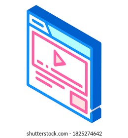 vector de icono isométrico de publicidad en vídeo. señal de publicidad en vídeo. ilustración de símbolo aislado