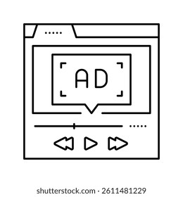 video advertising line icon vector. video advertising sign. isolated contour symbol black illustration