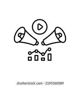 Video Advertising Report icon in vector. Logotype