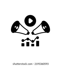 Icono de informe de publicidad en vídeo en vector. Logotipo