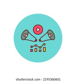 Icono de informe de publicidad en vídeo en vector. Logotipo