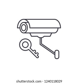 Video alarm line icon concept. Video alarm vector linear illustration, symbol, sign