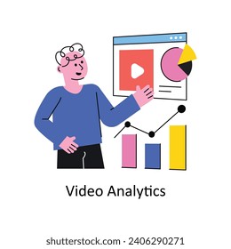 Video Analytics vector Filled outline Design illustration. Symbol on White background EPS 10 File 