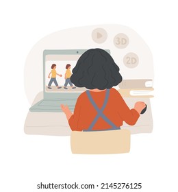 Video and animation class isolated cartoon vector illustration. Online course for children, video making lesson, animation summer camp, PA day program, after school education vector cartoon.