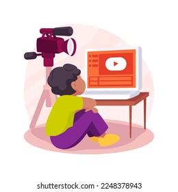 Video and animation class isolated cartoon vector illustration. Online course for children, video making lesson, animation summer camp, PA day program, after school education vector cartoon.