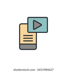 Video-App-Icon-Sammlung .Design-Stil mit Hintergrund