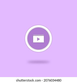 Video app icon vector illustration. Floating icon on purple background