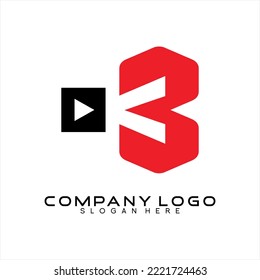 Video app logos. Abstract letter B and Y illustration logo design with video icon.
