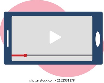 Video app with smartphone and mobile phone. Screen of phone. Streaming and video watching. Vector illustration 