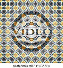 Video arabesque style badge. arabic decoration.