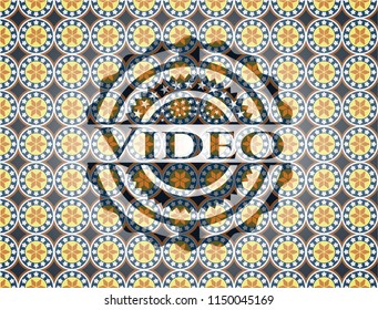 Video arabic style badge. Arabesque decoration.