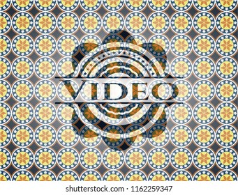 Video arabic style emblem. Arabesque decoration.