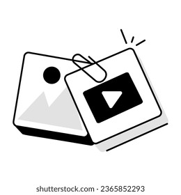 Video attachment hand drawn icon 