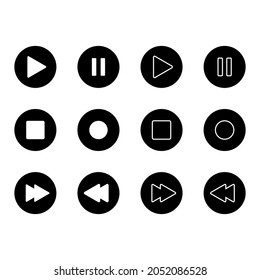video and audio button icon set