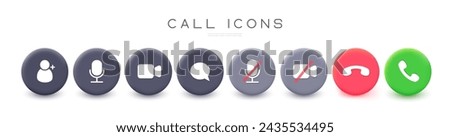 Video and audio call icon set. Video conference, online chat. End of the call icon. Vector EPS10