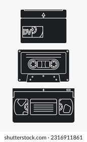 Video and audio cassette old movie on a white background. Vector illustration.