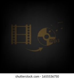 Video to audio converter sign. Icon as grid of small orange light bulb in darkness. Illustration.