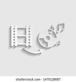 Video to audio converter sign. Paper style icon. Illustration.