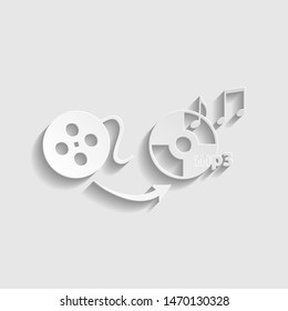 Video to audio converter sign. Paper style icon. Illustration.