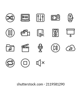 video and audio icon set illustration vector graphic
