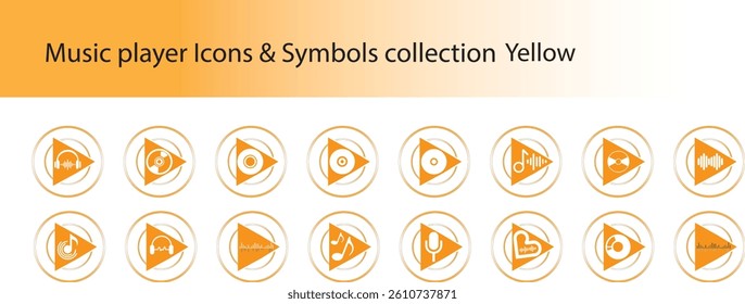 Video Audio Icon Set. Sound and Movie Icon Set. Multimedia Interface Symbols for Video. Simple Vector Illustration. Symbols collection Orange.