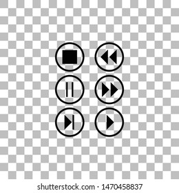 Video Audio Player buttons. Black flat icon on a transparent background. Pictogram for your project