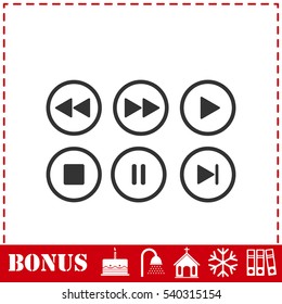 Video Audio Player buttons icon flat. Simple vector symbol and bonus icon