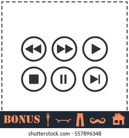 Video Audio Player buttons icon flat. Simple vector symbol and bonus icon