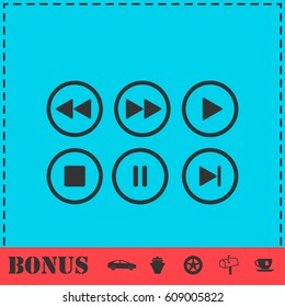 Video Audio Player buttons icon flat. Simple vector symbol and bonus icon