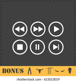 Video Audio Player buttons icon flat. Simple vector symbol and bonus icon