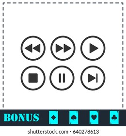 Video Audio Player buttons icon flat. Simple vector symbol and bonus icon