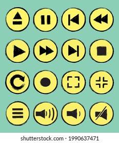 Video and Audio Player buttons. Vector Icons.
