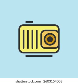 Video baby monitor icon, video surveillance made flat color style, sign linear camera for use logo and other design