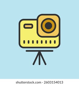 Video baby monitor icon, video surveillance made flat color style, sign linear camera for use logo and other design