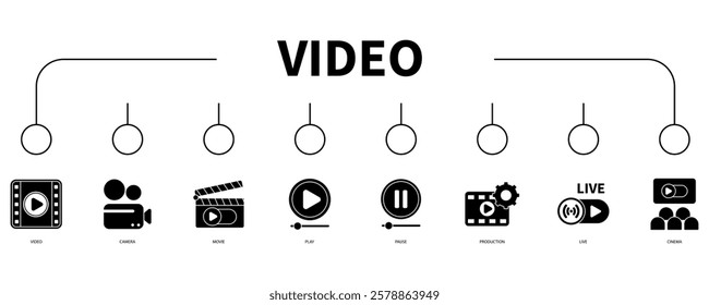 Video banner web icon vector illustration concept
