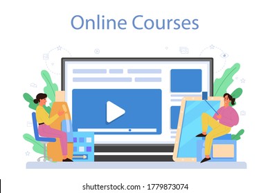 Video beauty blogger online service or platform. Internet celebrity in social network. Online course. Isolated illustration