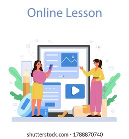 Video beauty blogger online service or platform. Internet celebrity in social network. Online lesson. Isolated illustration