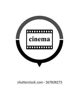 video - black vector icon; map pointer;  message bubble