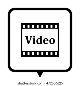 video - black vector icon;  message bubble