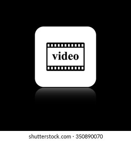 video - black vector icon on the white button