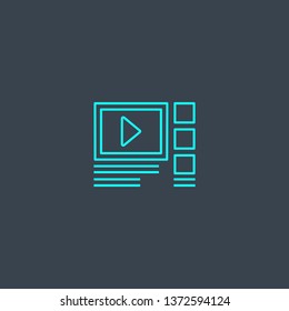 video blog concept blue line icon. Simple thin element on dark background. video blog concept outline symbol design. Can be used for web and mobile UI/UX