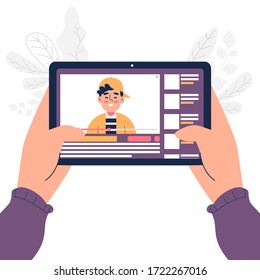 Video blog hand hold vector illustration
