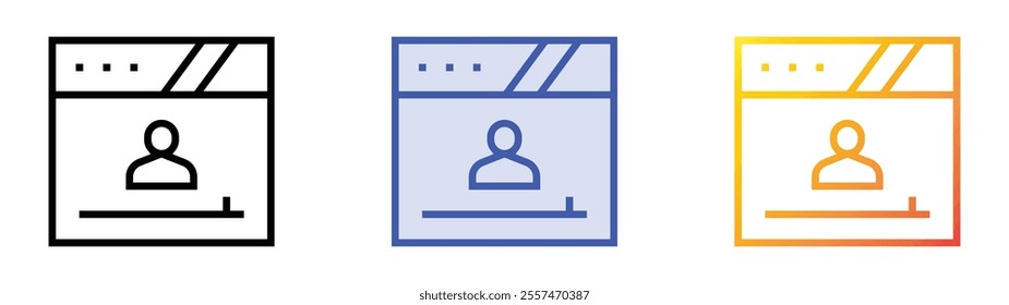 video blog icon. Linear, Blue Fill and Gradient Style Design Isolated On White Background