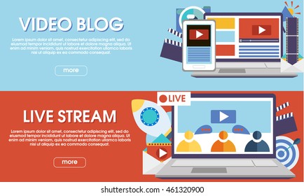 Video BLOG and Live stream Modern vector illustration for web design and various printed materials