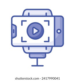 Video blog recording on mobile phone, icon of vlogging in trendy style